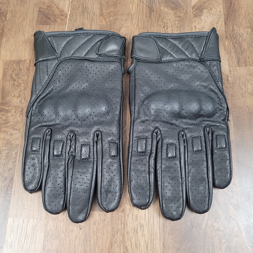 Milwaukee Leather MG7500 Black Leather Perforated Motorcycle Gloves Size M